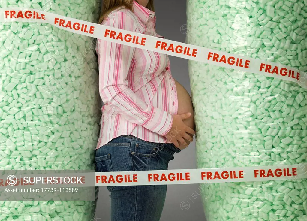 pregnant woman in protective packaging