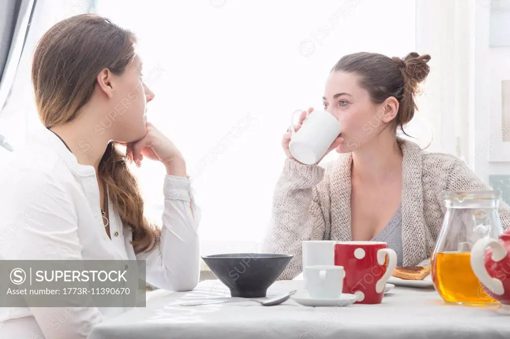Young women having breakfast