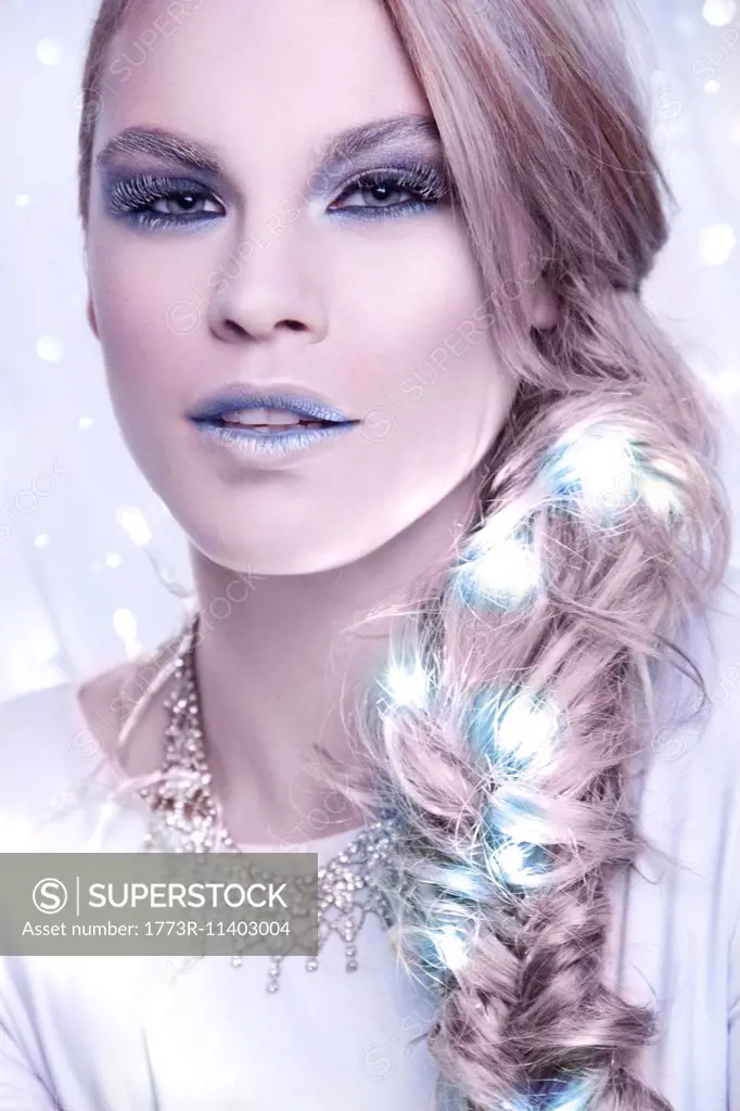 Portrait of woman in frosty make-up