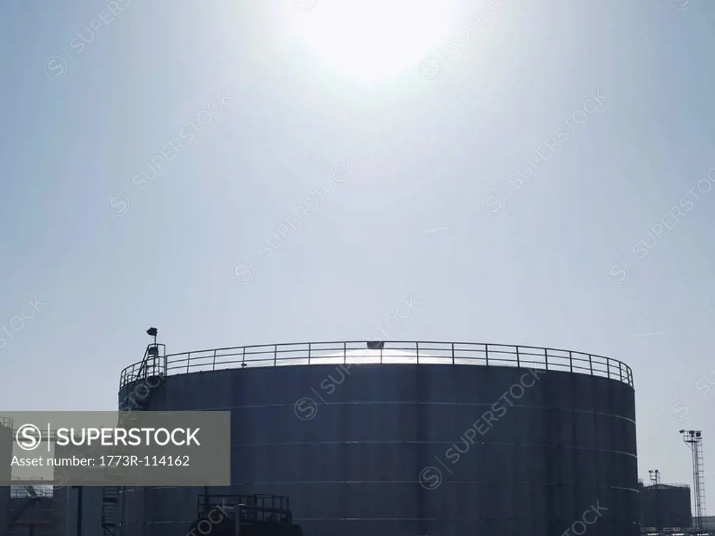 Industrial Oil Tank At Port