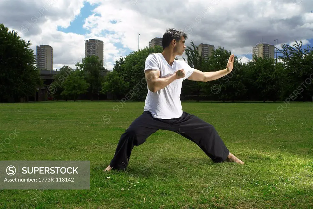 man doing martial arts