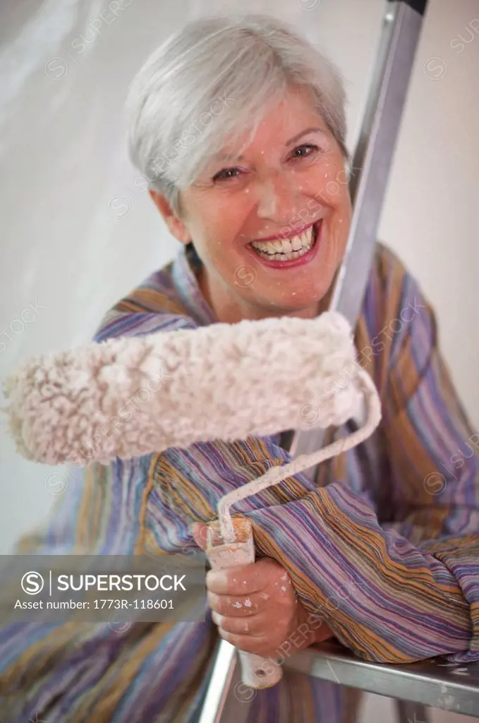 Mature woman doing DIY