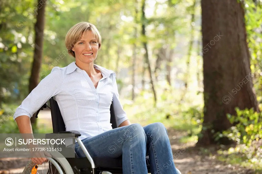 Middle aged woman in a wheelchair
