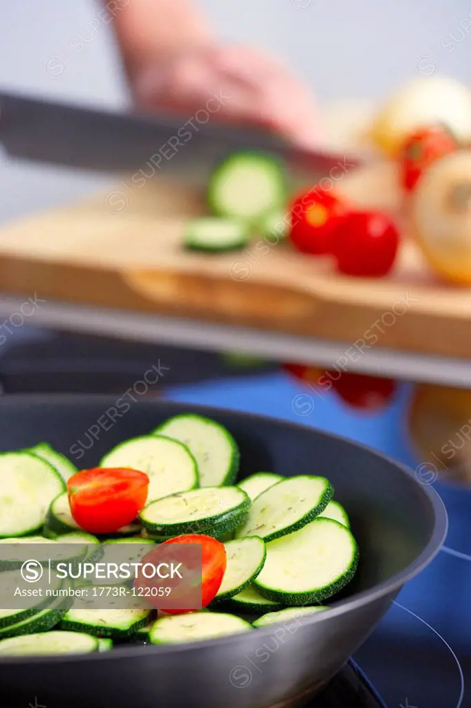 green vegetable in a pan