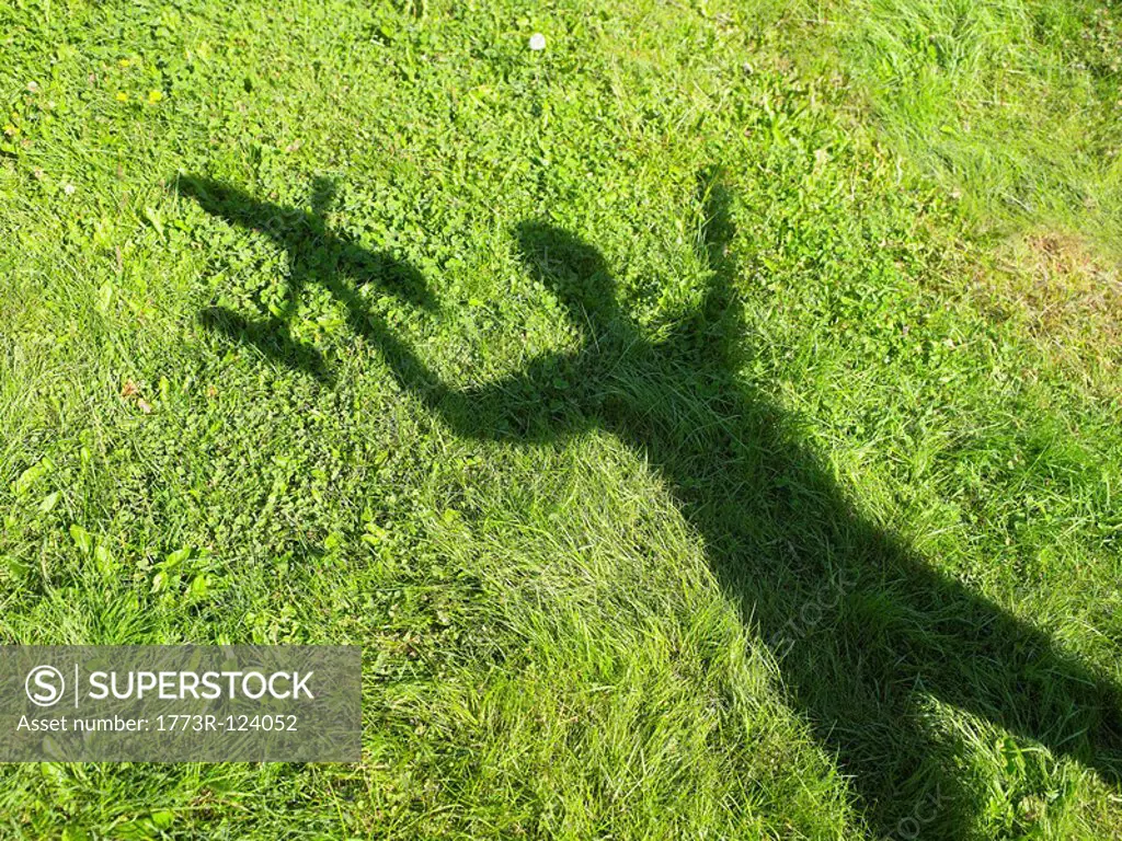 Shadow of a woman holding an rc plane