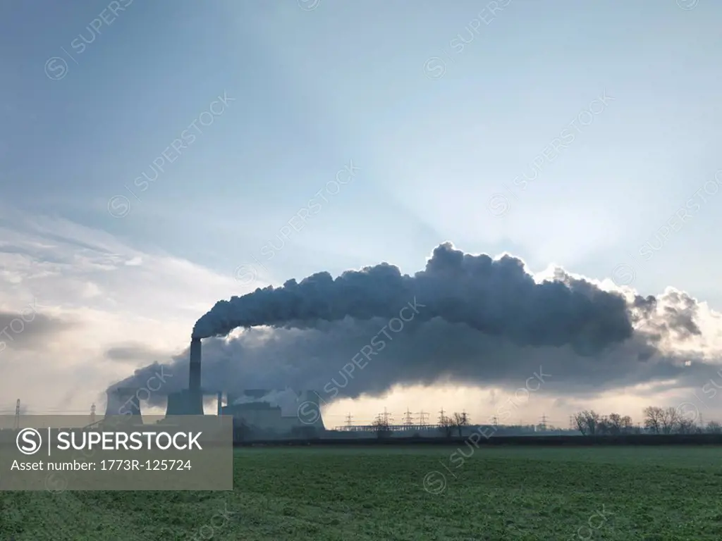 Wide View Of Coal Fired Power Station
