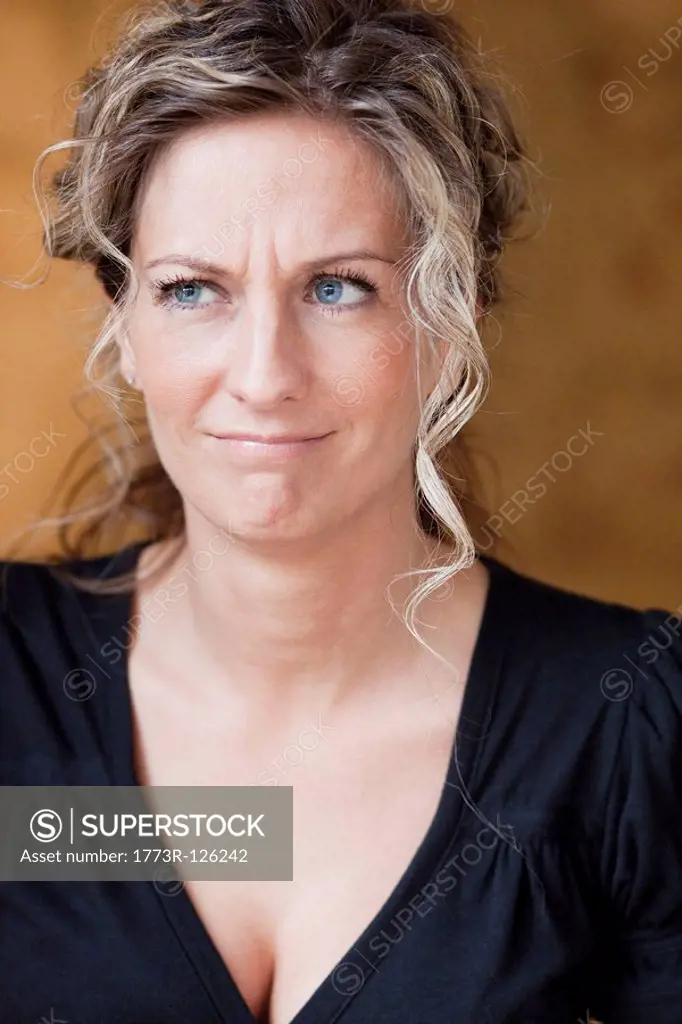 Woman pulling a face