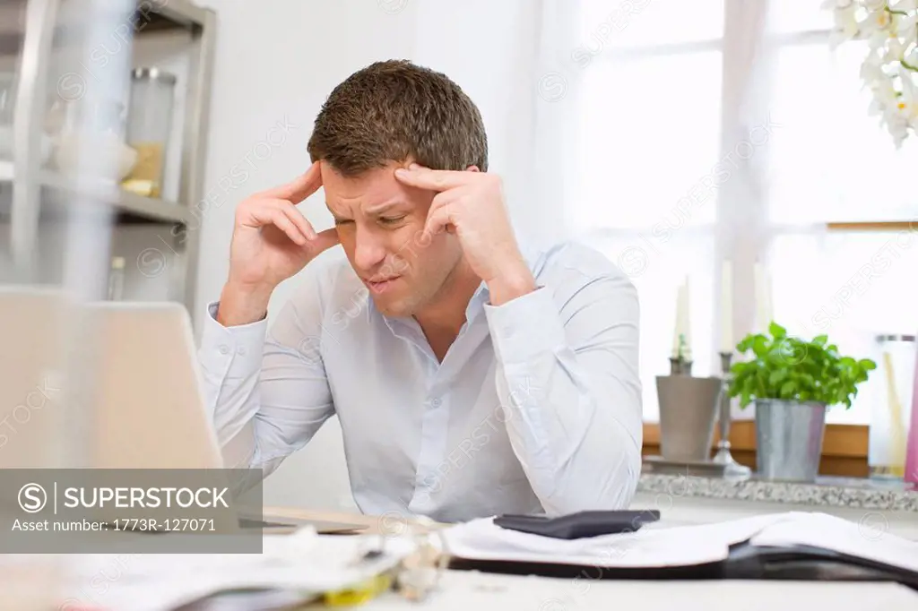 Man concentrating on a problem