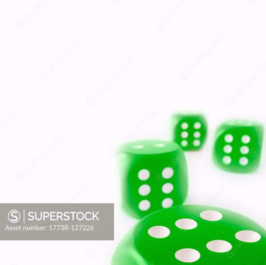 Green Dice all with sides of sixes