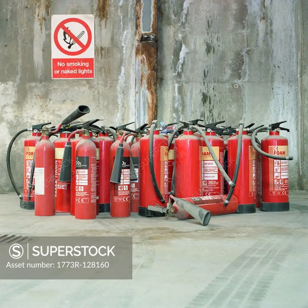 Fire extinguishers and no smoking sign