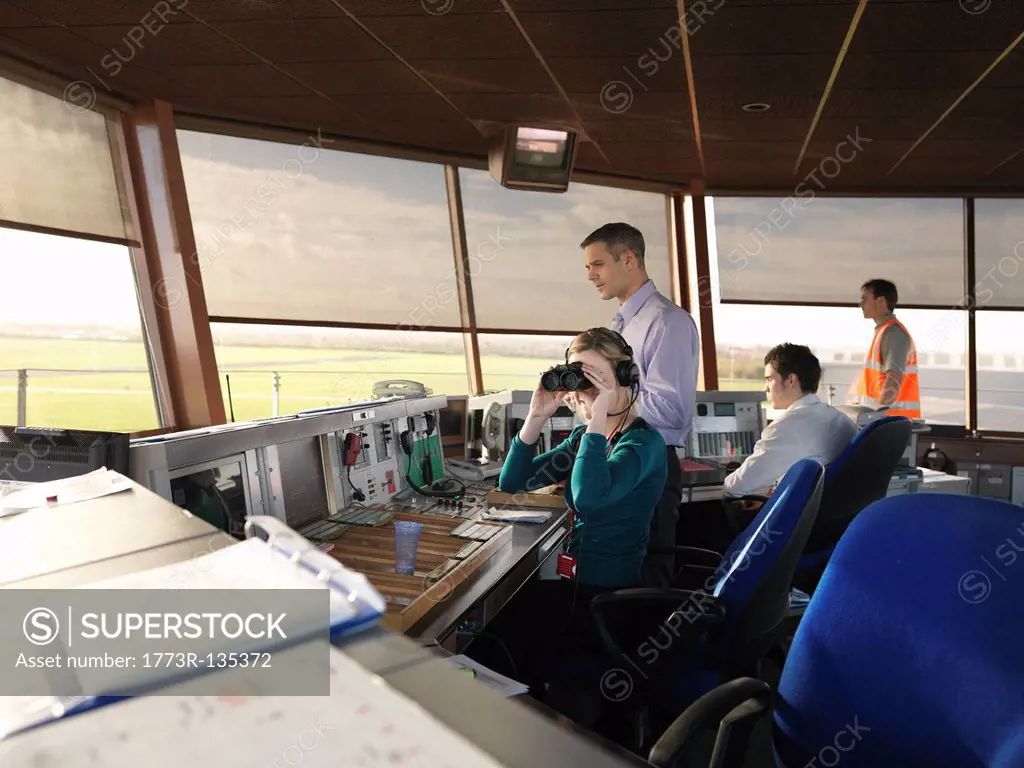 Air traffic controllers in tower