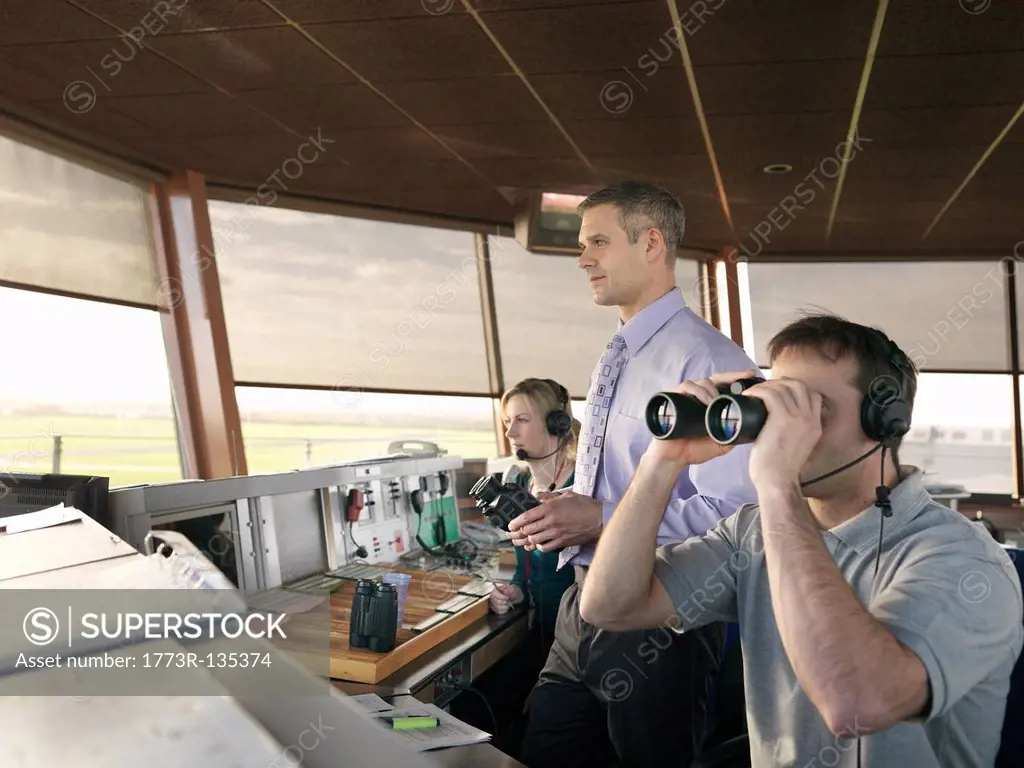 Air traffic controllers in tower