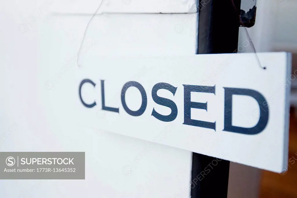 Closed sign on shop door