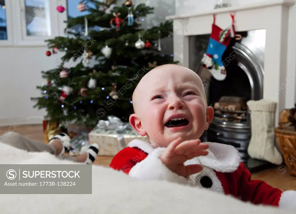 A baby crying at Christmas