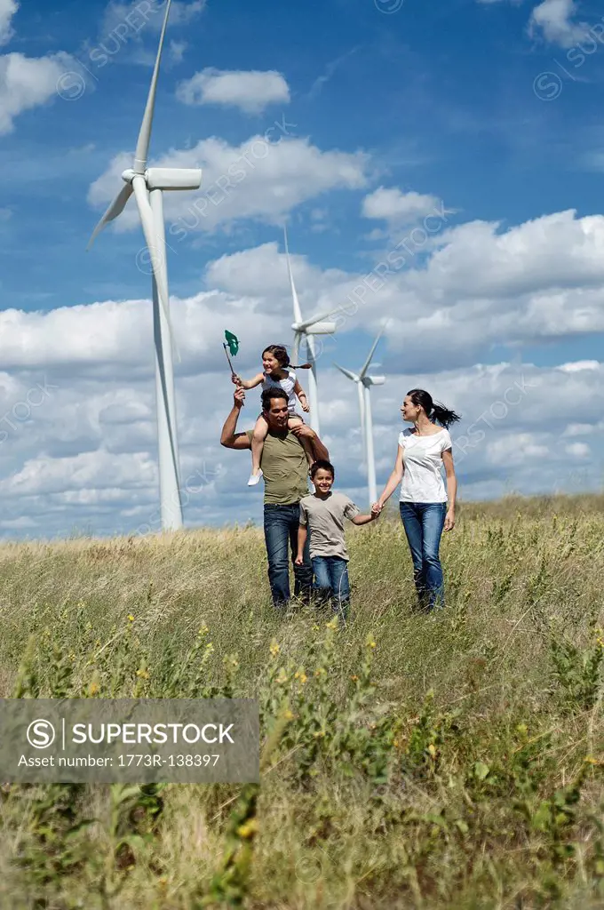 Family on a windfarm