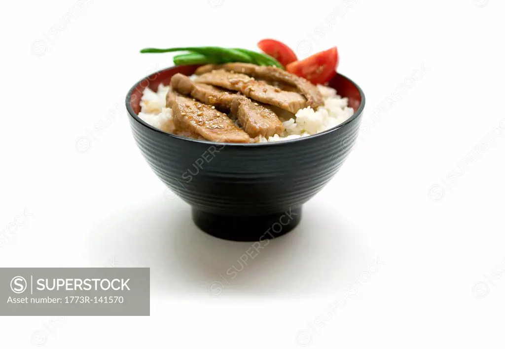 Close up of bowl of Japanese food