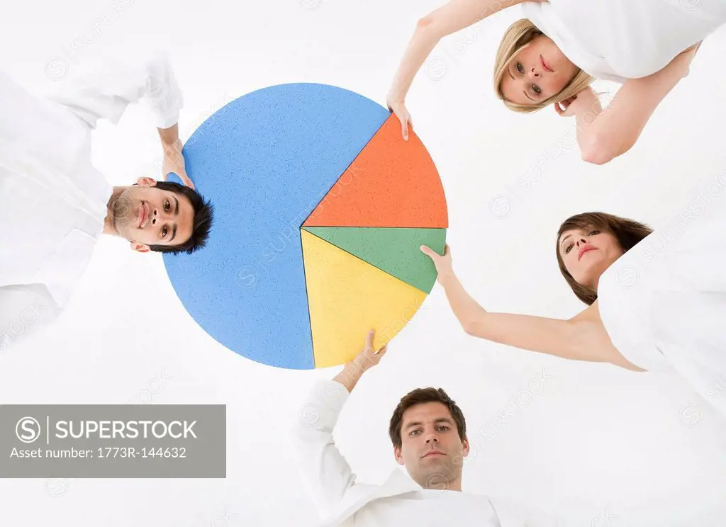 People holding pie chart