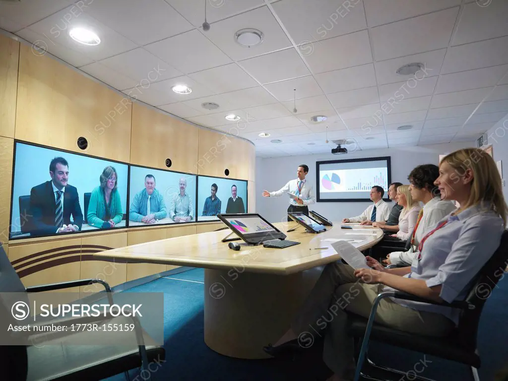 Business people having video conference
