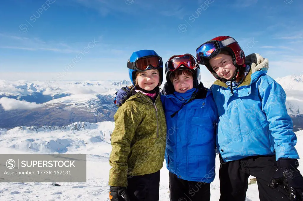 Children standing together in snow