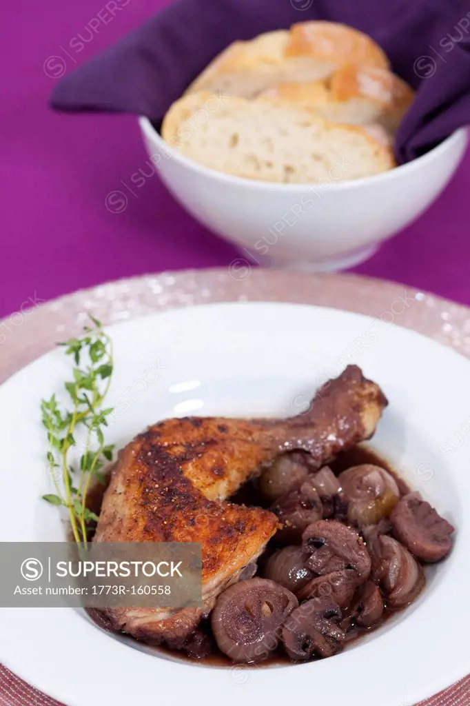 Plate of coq au vin