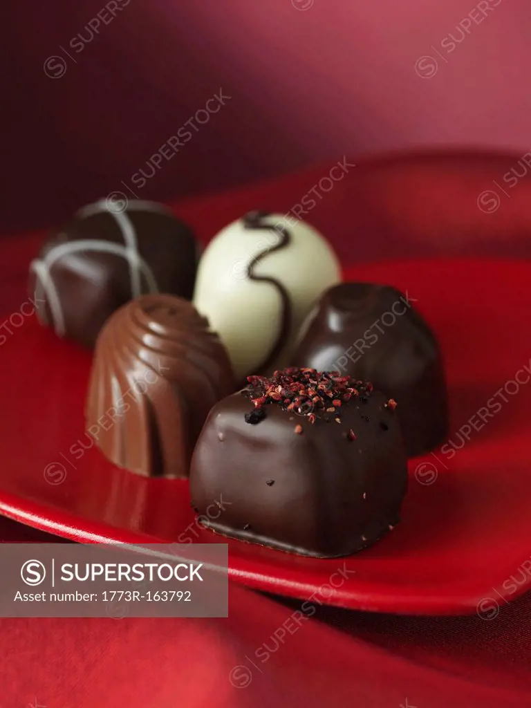 Close up of chocolates on plate