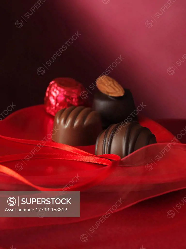 Chocolates on decorative box