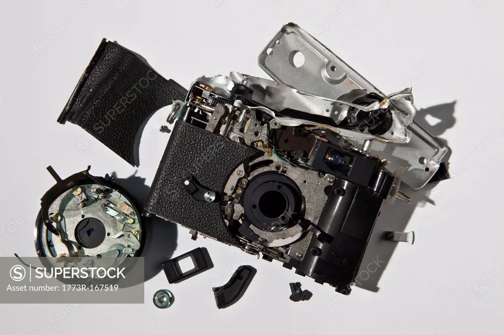 Pile of smashed camera parts