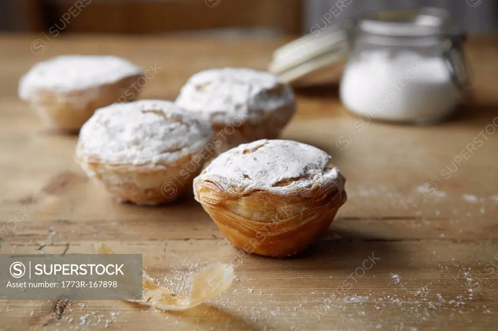 Baked puff pastries on table