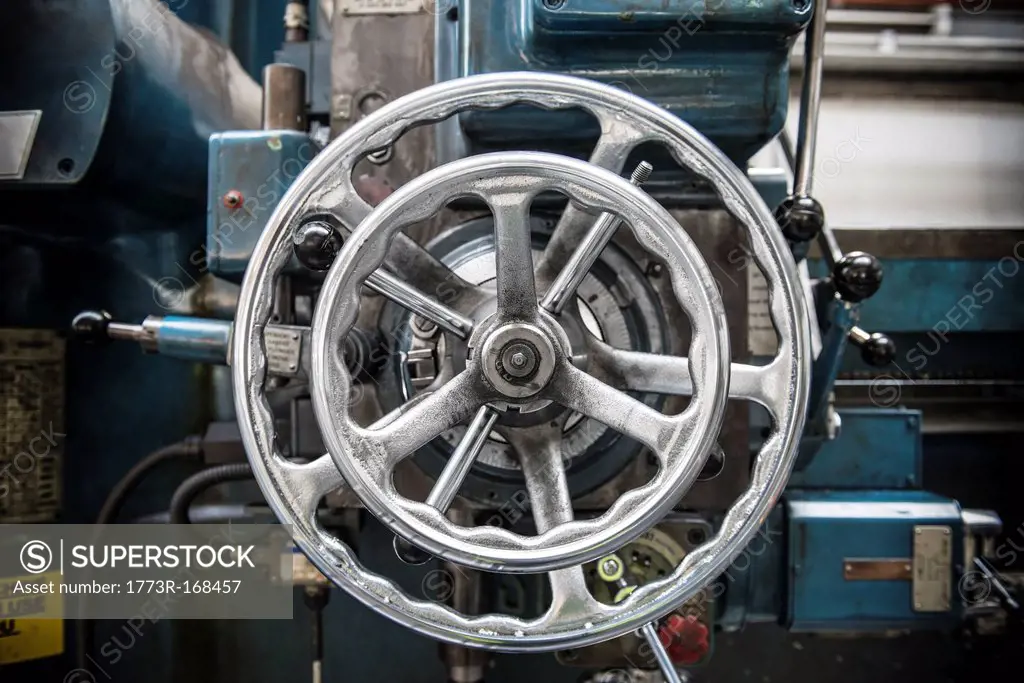 Wheel on lathe in car factory