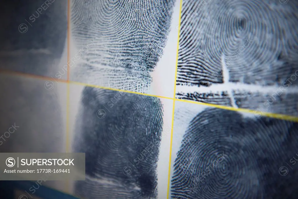 Fingerprints on screen in forensic lab