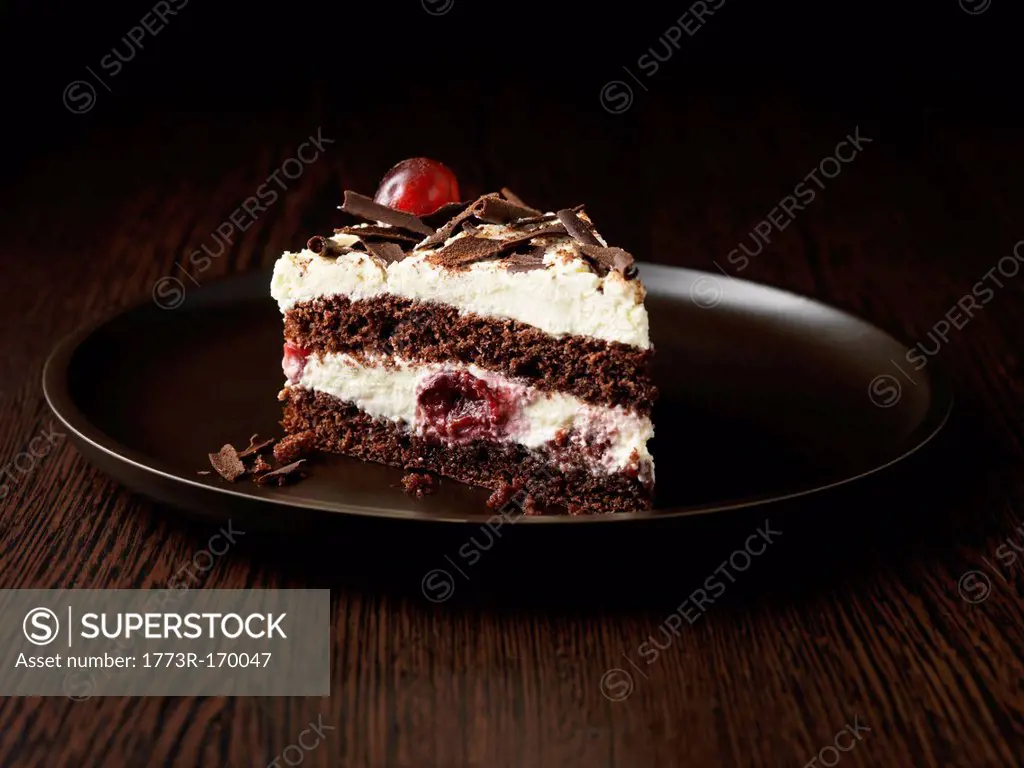 Slice of forest gateau cake