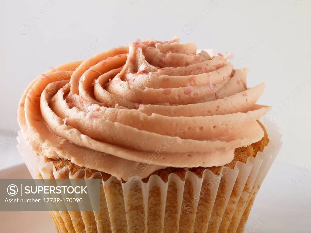 Close up of frosted cupcake