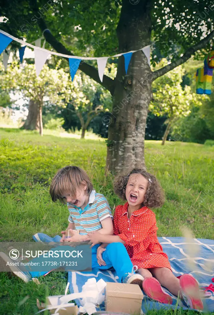 Children yelling at birthday picnic