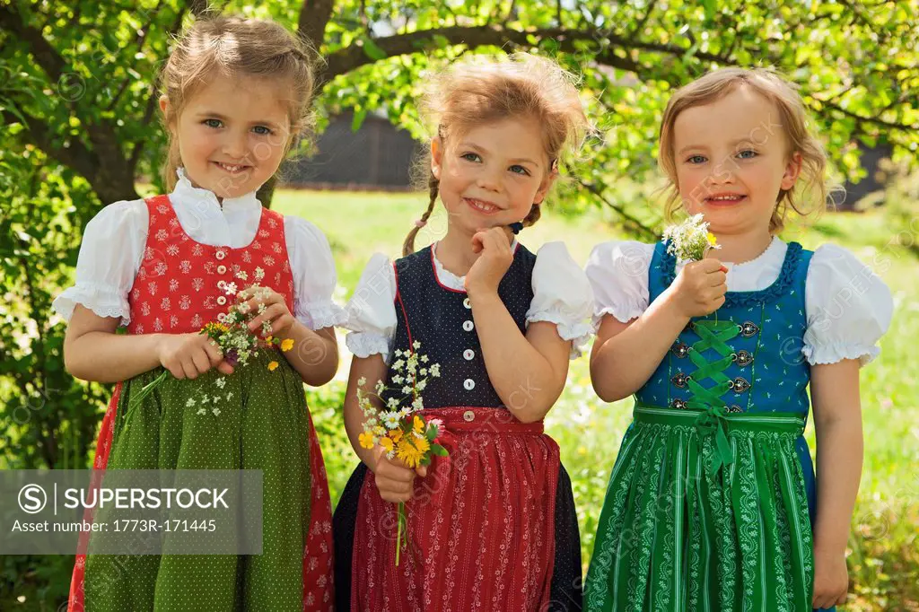 Girls in traditional Bavarian clothes