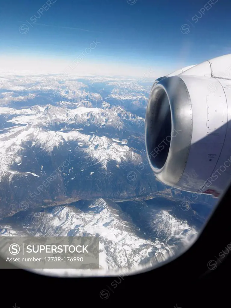 View through airplane window