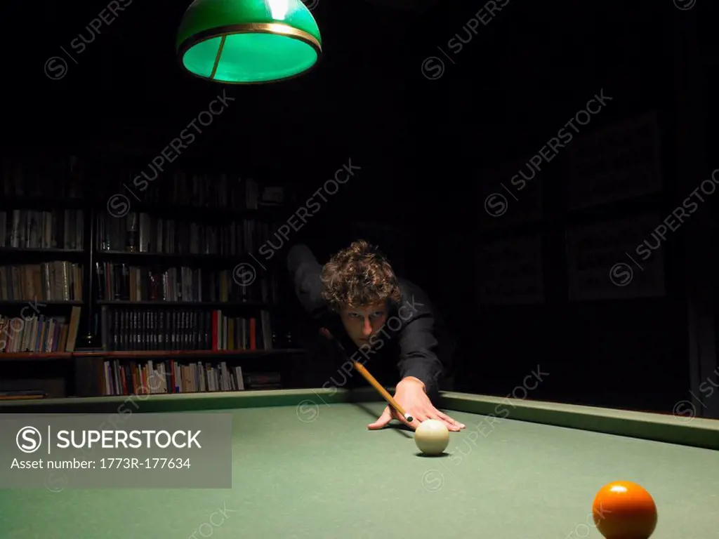 Man playing snooker