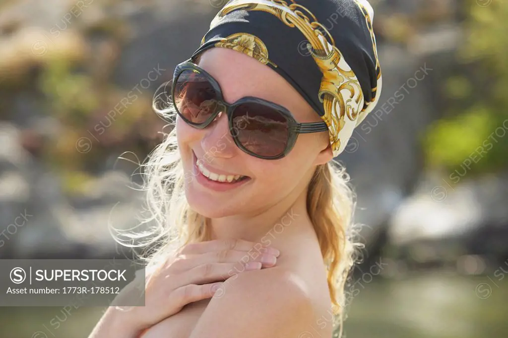 Young woman with head scarf