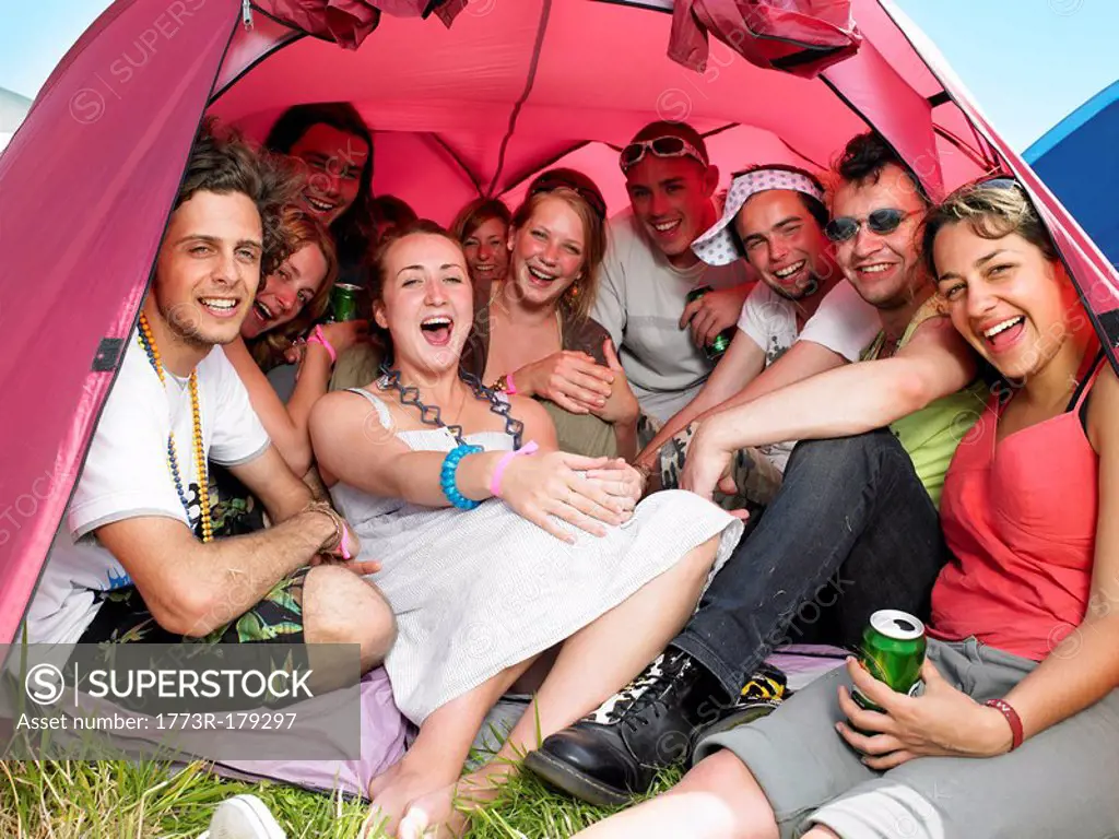 Group of people in tent