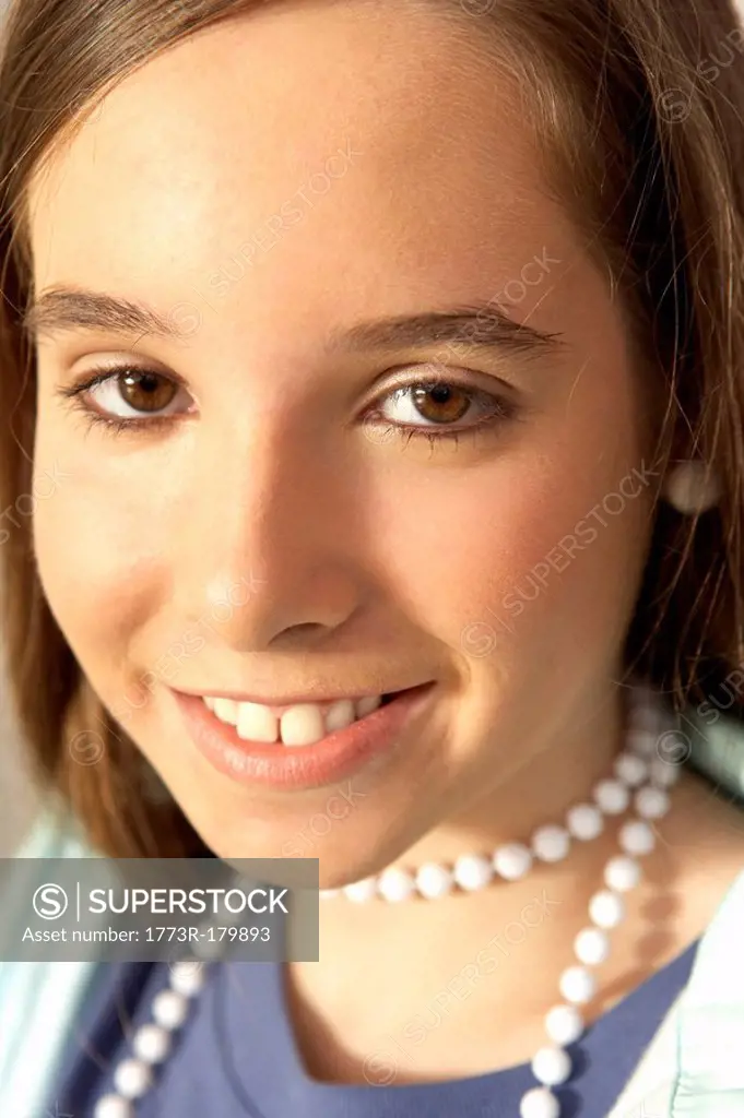 Girl 12-14 smiling, portrait, close-up