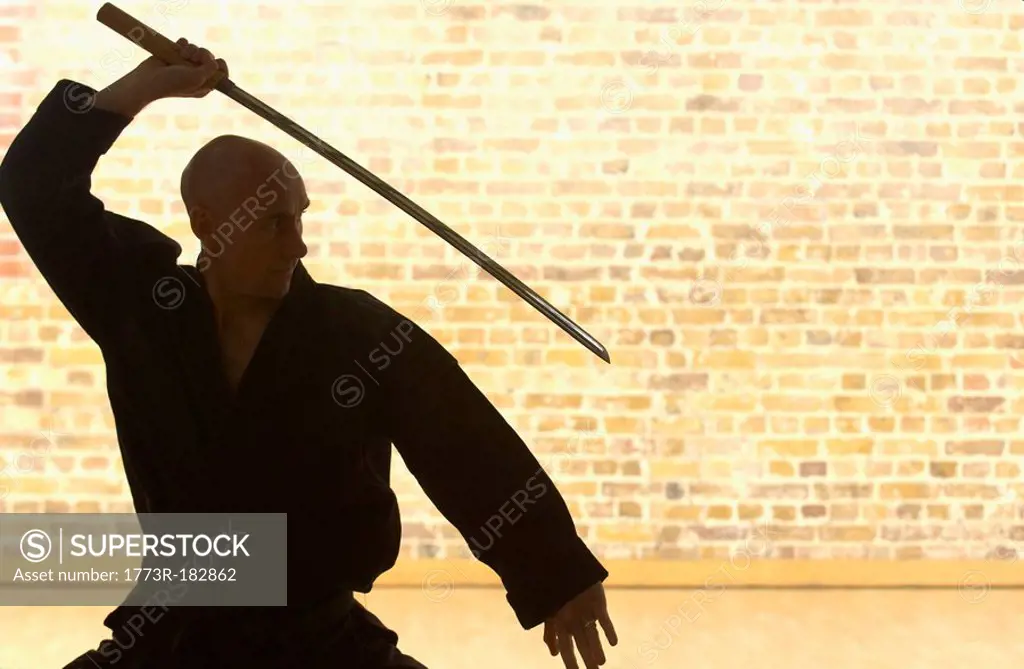 Karate man with Samurai sword