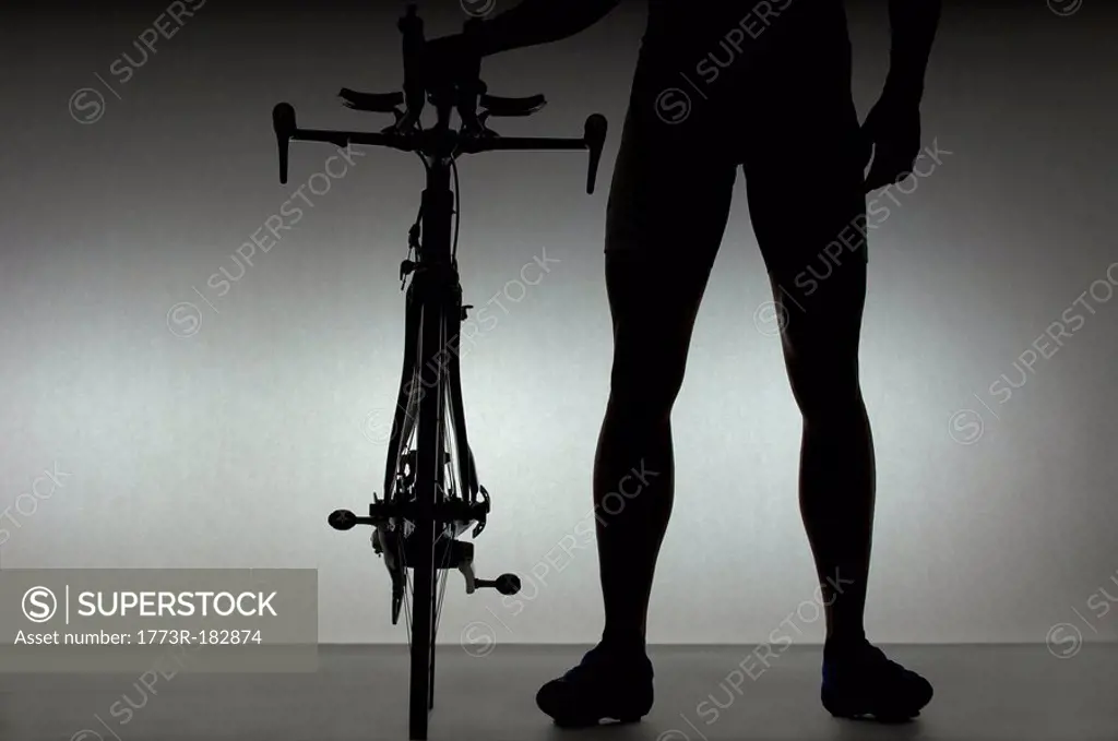 Cyclist with time trial bicycle