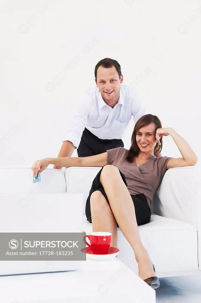 Happy, relaxed couple at home