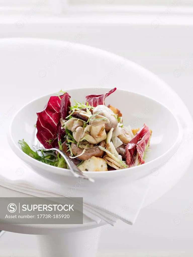 Plate of mushroom salad