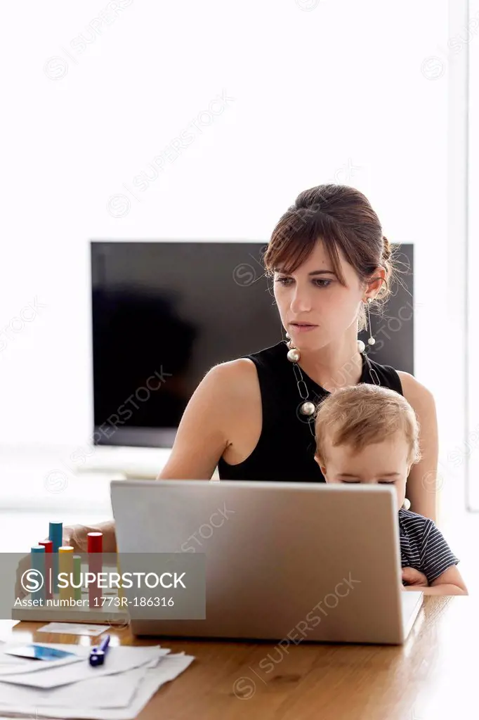 Businesswoman working at home