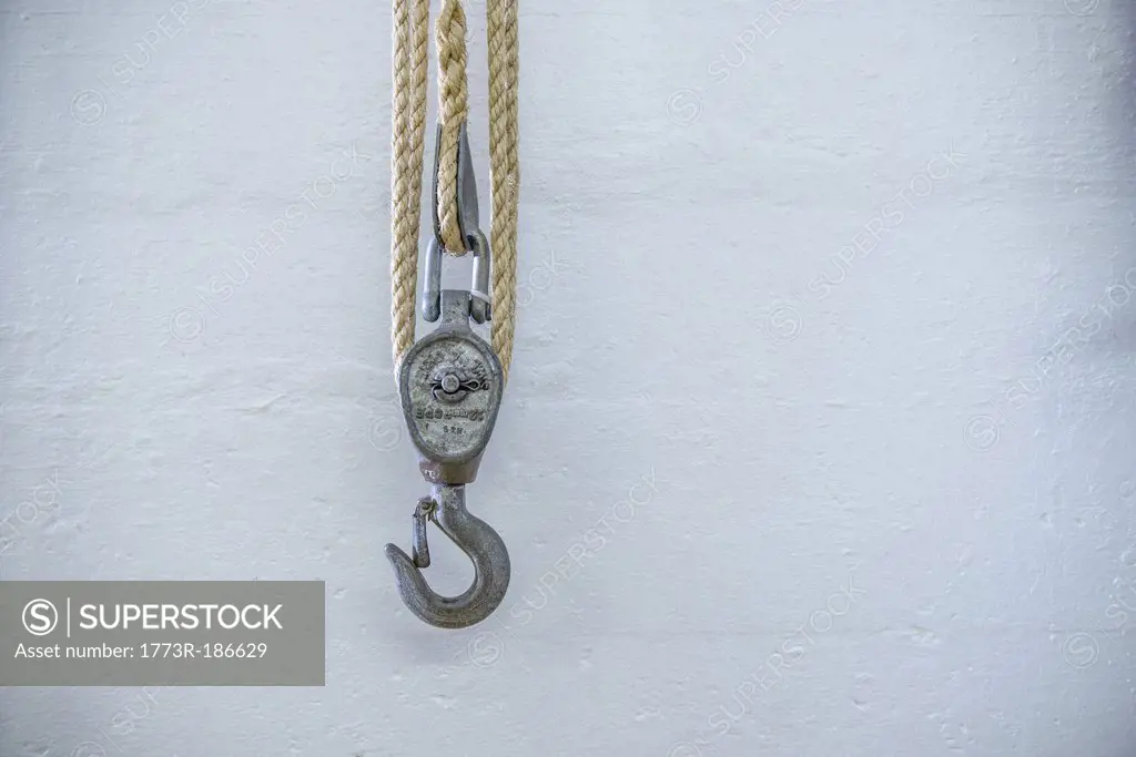 Close up of rope and hook