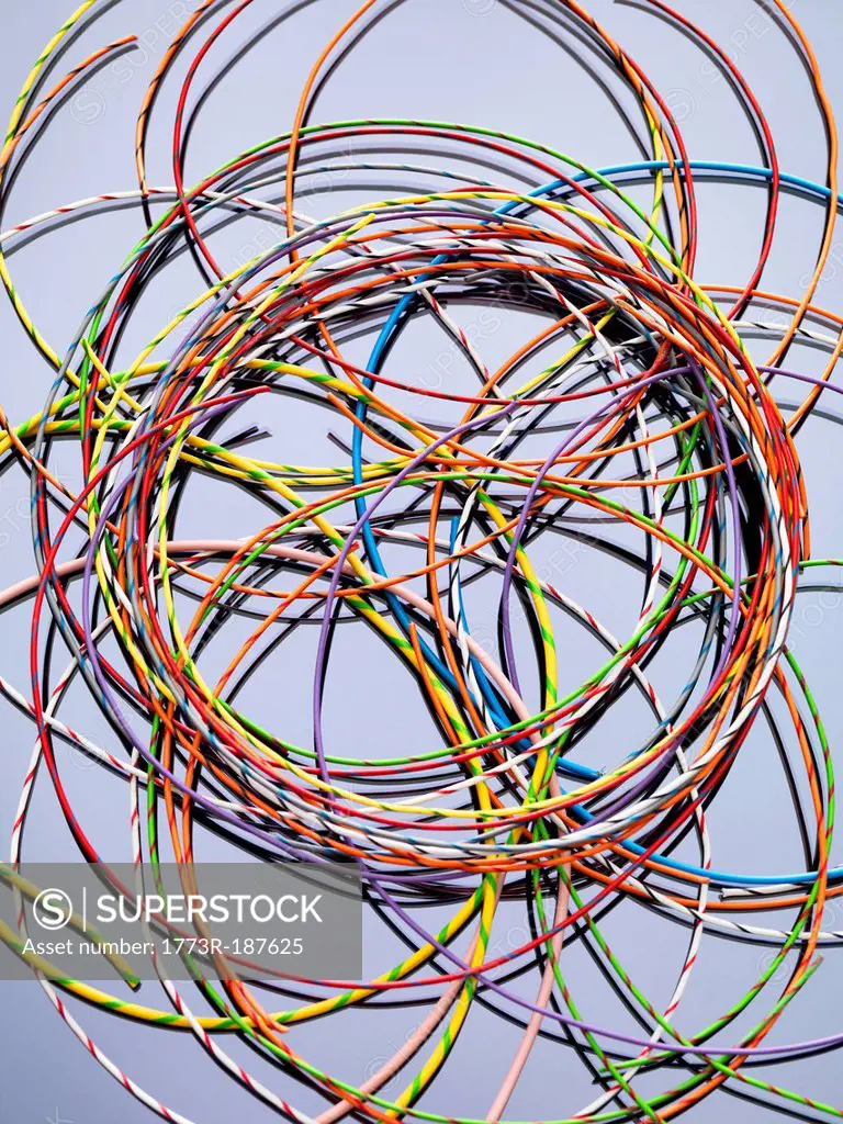 Colorful cables used in electrical and computer communications