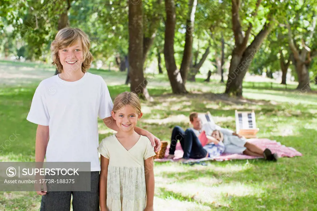 Children smiling in park