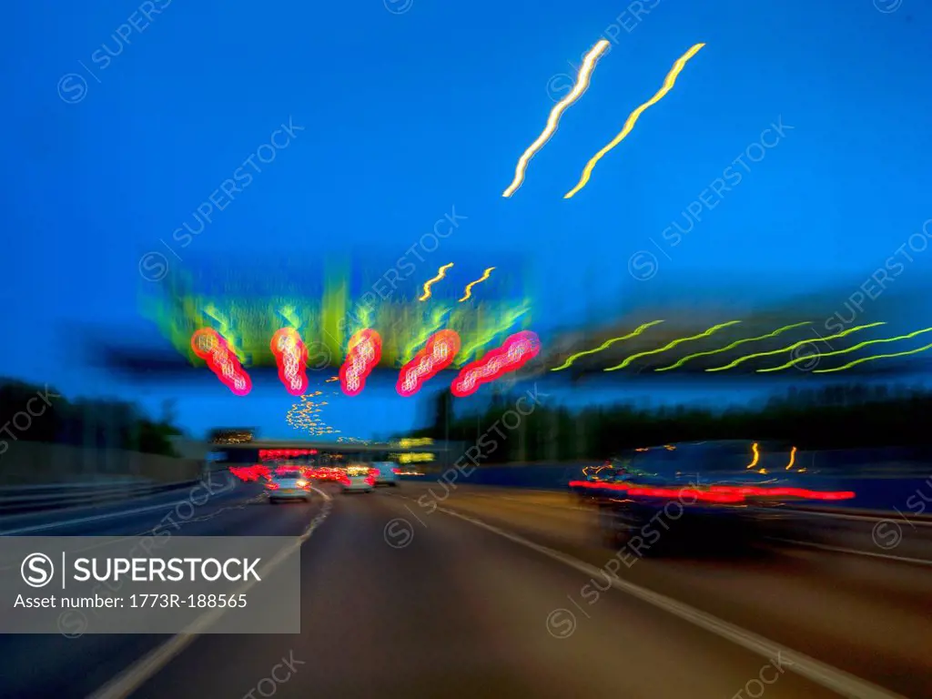 Blurred view of traffic on highway