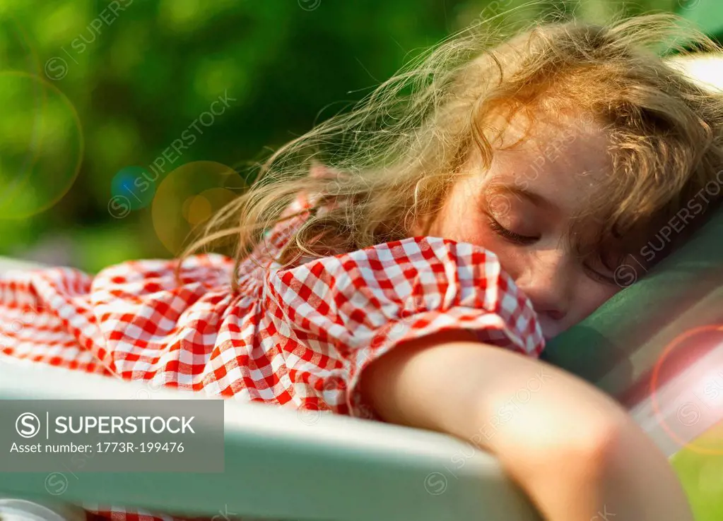 Girl sleeping outdoors