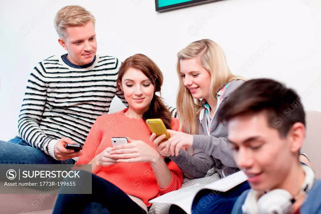 Students with cell phones